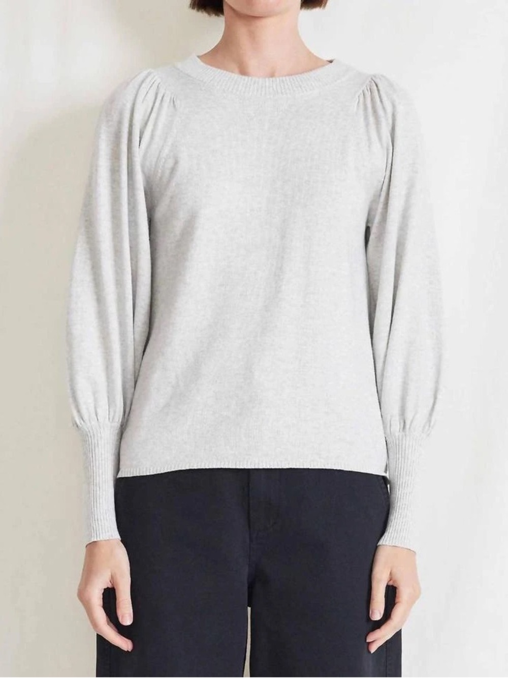 Apiece Apart || Dewi Puff Sleeve Crew Neck Sweater Gray Small